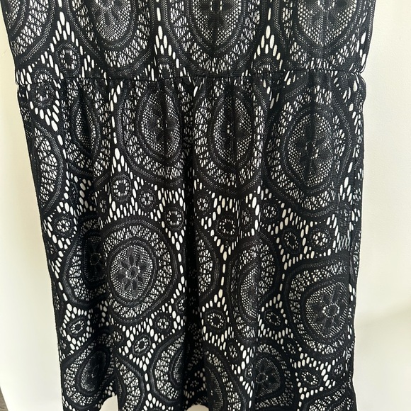 ❤️ Tacera Elegant Black and White Patterned Mini Dress Size Large - Picture 2 of 6
